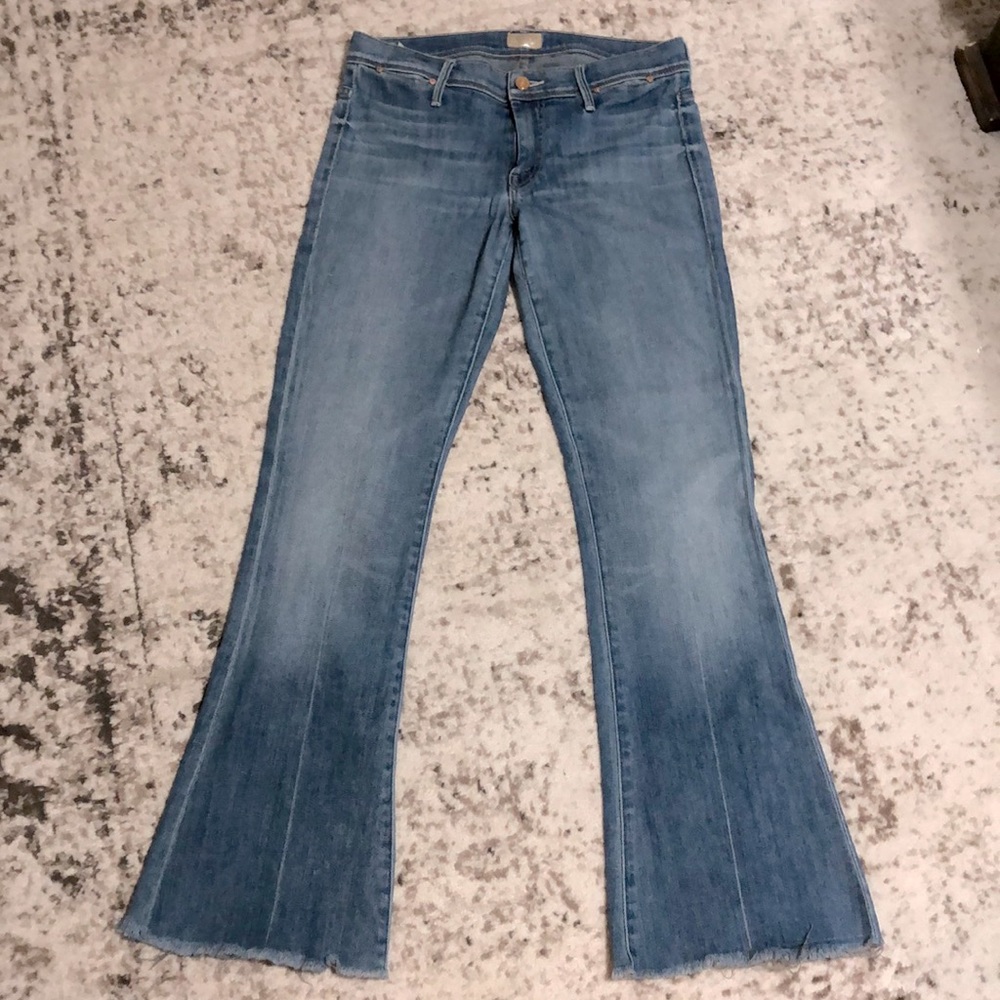 MOTHER brand jeans. Size 28. Flare leg “The Curfew” in Blue Skies Tomorrow.